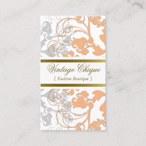 Customizable Floral Flourish Sweet Peach Custom Profile Card Business Cards