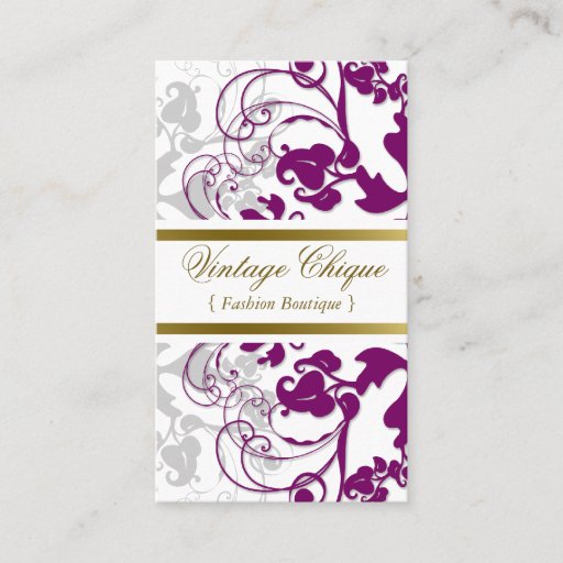 Customizable fatfatin Floral Flourish Plum Purple Profile Card Business Cards