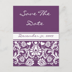 Damask Vintage Floral Wedding Matching Favors Announcement Postcard