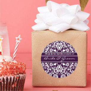 Damask Vintage Floral Wedding Matching Favors Classic Round Sticker