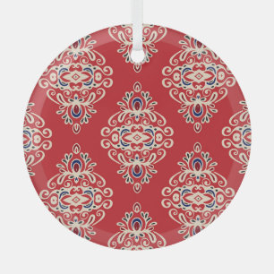 Damask Vintage: Flourish Seamless Pattern. Glass Ornament
