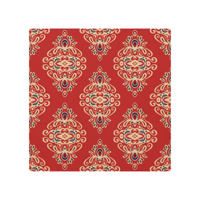 Damask Vintage: Flourish Seamless Pattern. Wood Wall Art (Front)