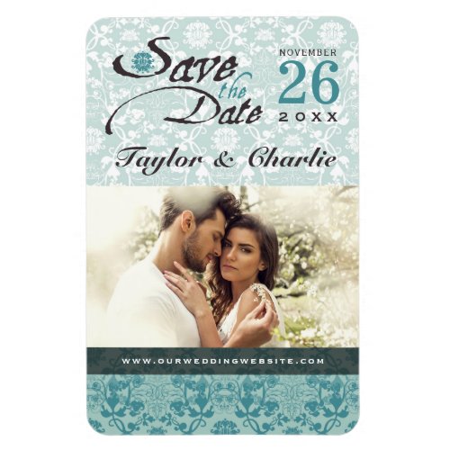 Damask Vintage Lace Save The Date Photo Magnet