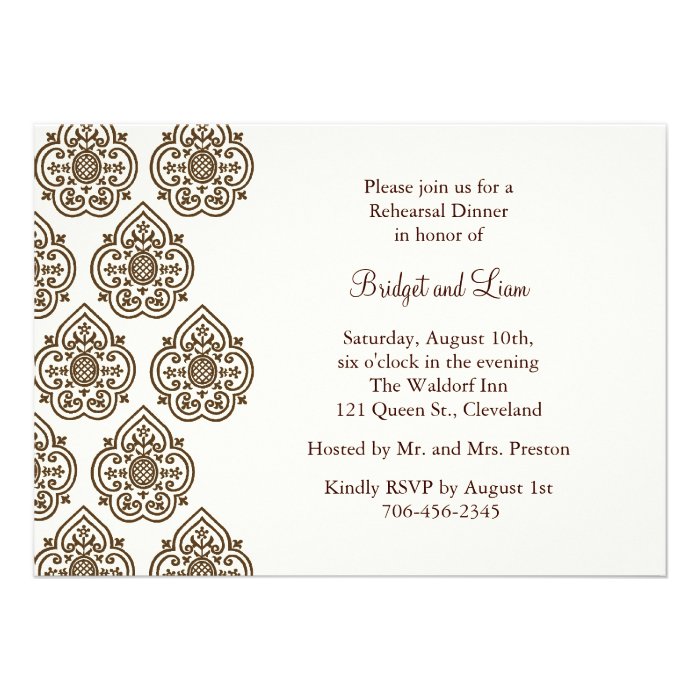 Damask Vintage Rehearsal Dinner Invitation