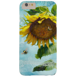 Damask Vintage Sunflower w Bumble Bees Floral Art Barely There iPhone 6 Plus Case