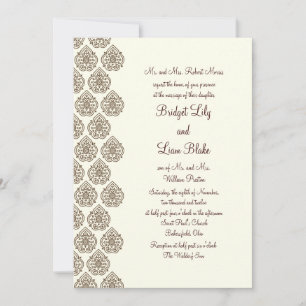 Damask Vintage Wedding Invitation (brown)
