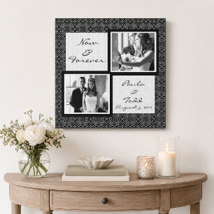 Damask Vintage Wedding Photo Wrapped Canvas Print