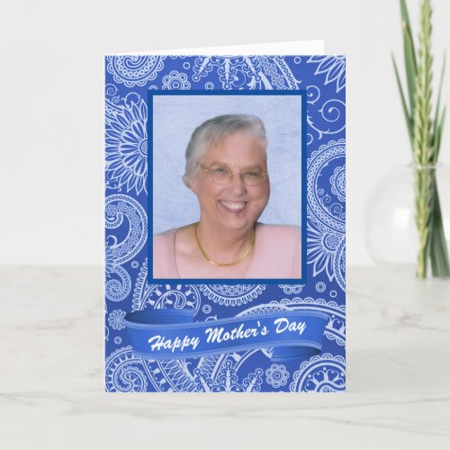 Damask Vintage with photo Mothers Day Card