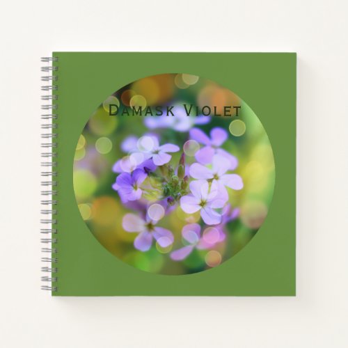 Damask Violet Flower Bundle on Drab Green Notebook