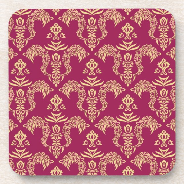 Damask wallpaper 4 drink coaster (Front)