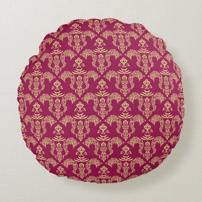 Damask wallpaper 4 round pillow (Front)