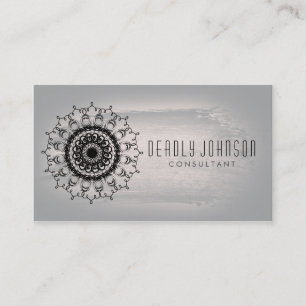 Damask Watercolor Swirl Vintage Gray Business Card
