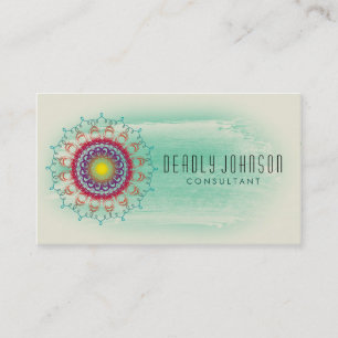 Damask Watercolor Vintage Swirl Sea Green Business Card