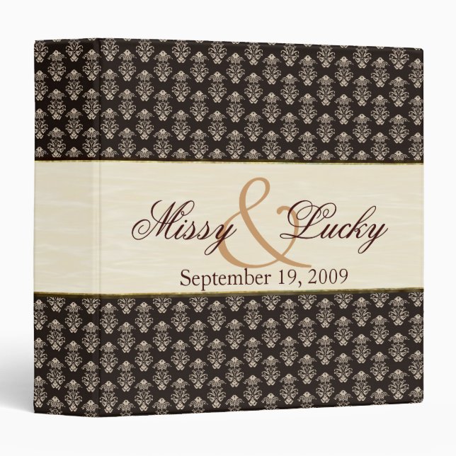 Damask Wedding/Anniversary Planner 3 Ring Binder (Front/Spine)