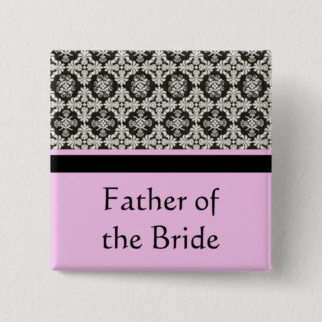 damask wedding button. for father,brother pinback button (Front)