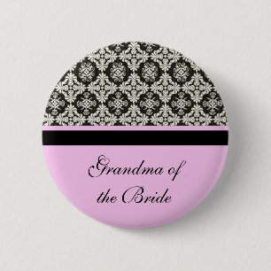 damask wedding button. for grandma, grandpa pinback button