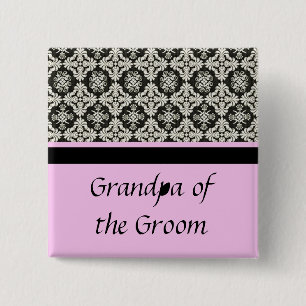 damask wedding button. for grandpa pinback button