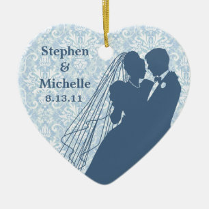 Damask Wedding Couple Keepsake Ornament