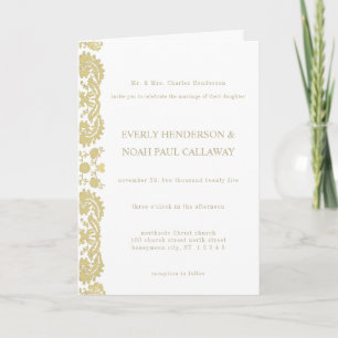 Damask Wedding Cream Bi-fold Invitation