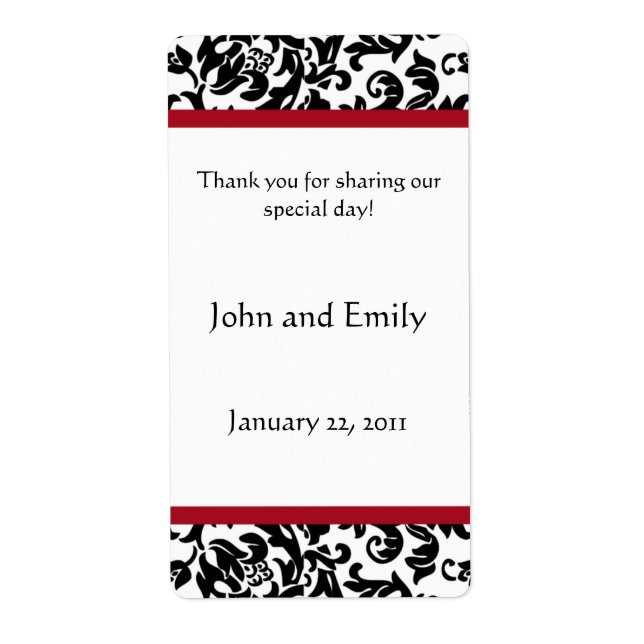 Damask Wedding Favor Labels (Front)