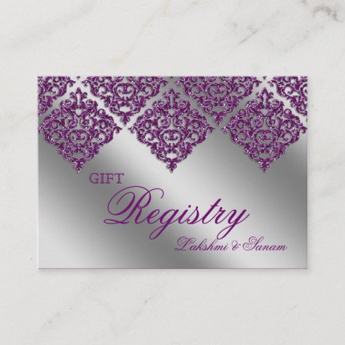 Damask Wedding Gift Registration Card Purple Spark Business Card Templates