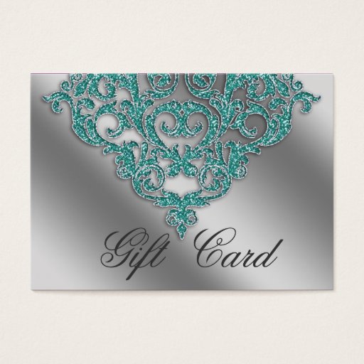 Customizable Damask Wedding Gift Registration Card Teal Blue Business Card Template
