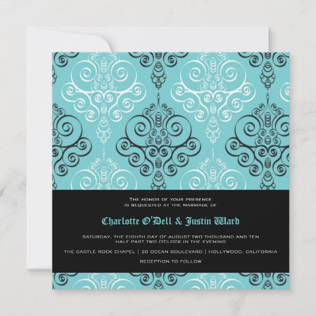 damask; wedding invitation (Front)