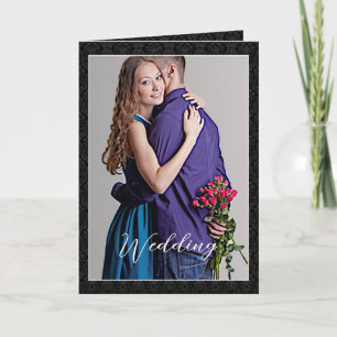 Damask Wedding Invitation - -Black and White