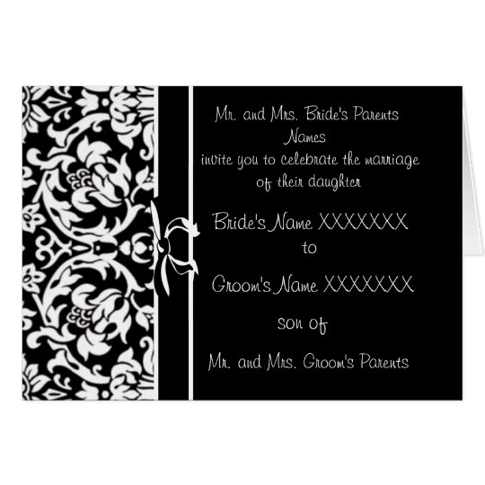 Damask Wedding Invitation Black and White Zazzle