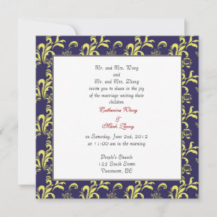 damask wedding invitation, from parents invitation