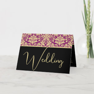 Damask Wedding Invitation Purple Cream