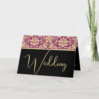 Damask Wedding Invitation Purple Cream