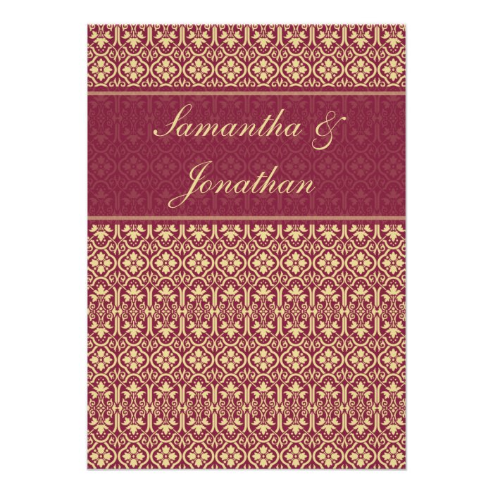 Damask Wedding Invitation   Rouge & Cream