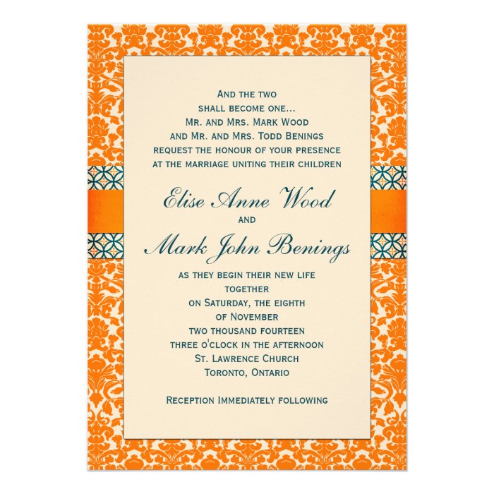 Damask Wedding Invitation Template