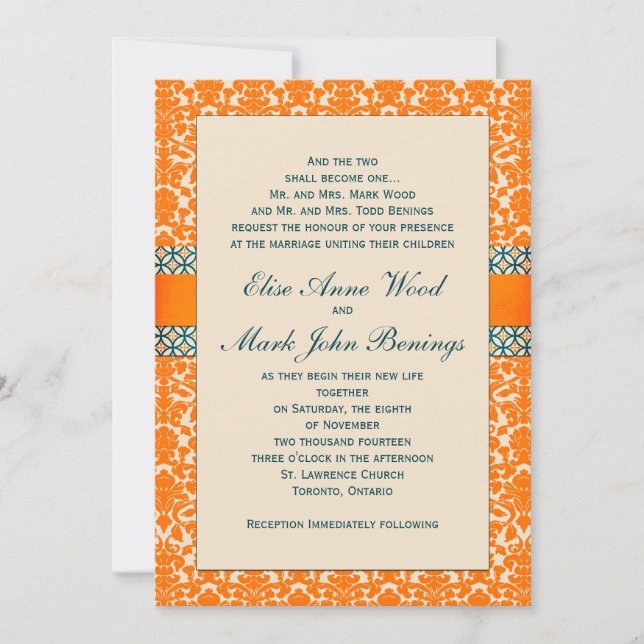Damask Wedding Invitation Template (Front)