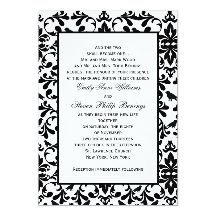 Damask Wedding Invitation Template Zazzle