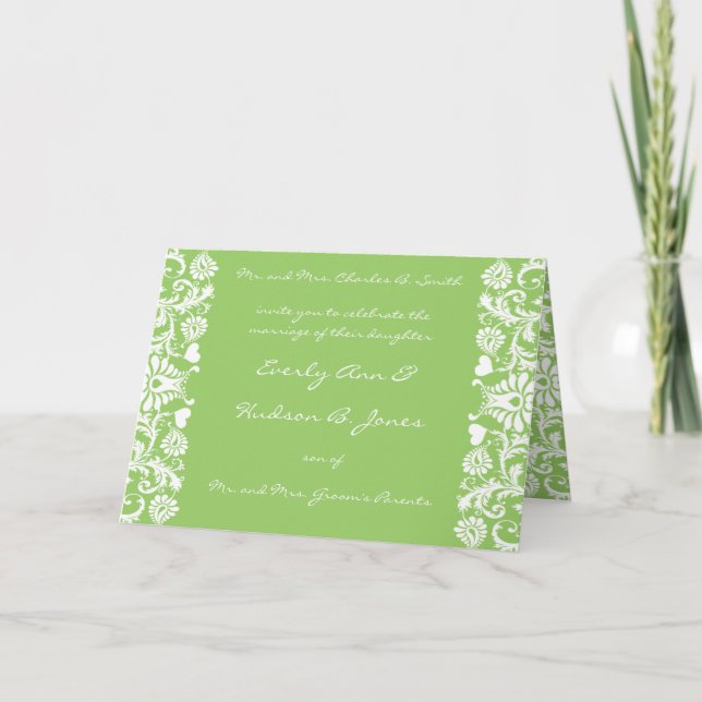 Damask Wedding Invitation  You Choose Color (Front)
