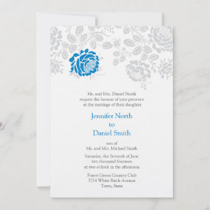 Damask Wedding Invitations Blue And Gray