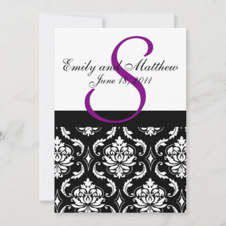 Damask Wedding Invitations Purple Draft #3