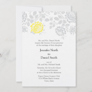 Damask Wedding Invitations Yellow And Gray
