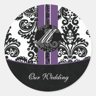 damask Wedding Monogram stickers