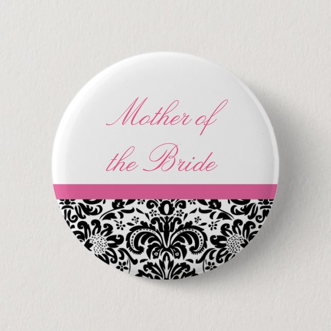 Damask Wedding Party Button (Front)