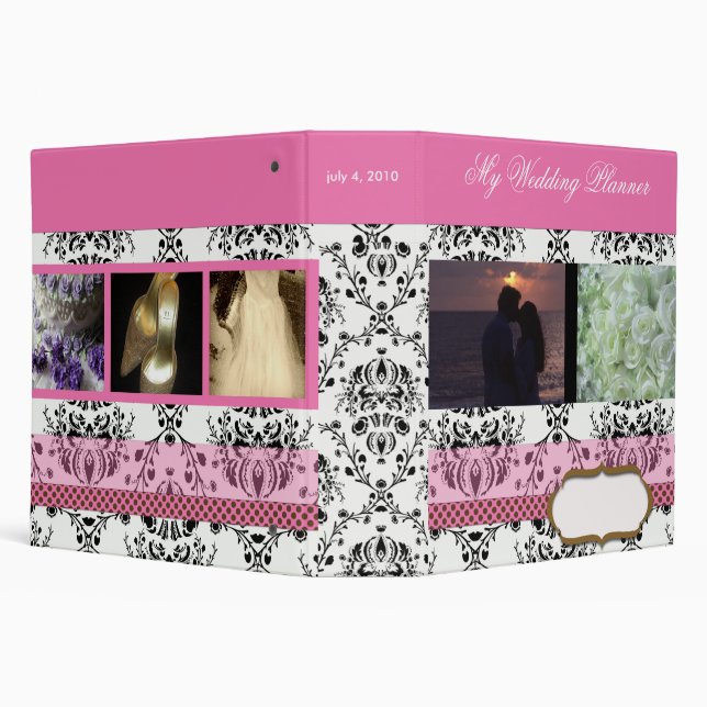Damask Wedding Planner- add your photos 3 Ring Binder (Background)
