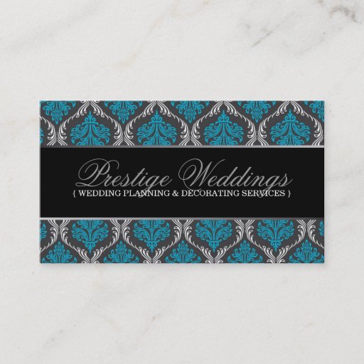 Customizable Damask Wedding Planner Business Card