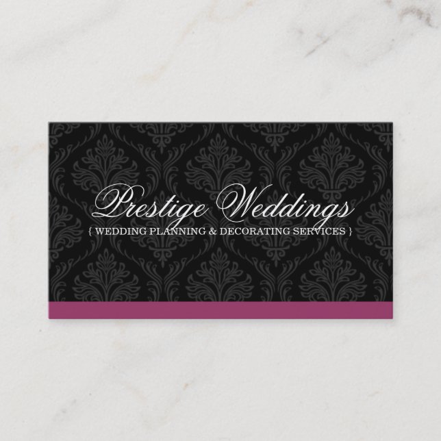 Damask Wedding Planner Business Card (Front)