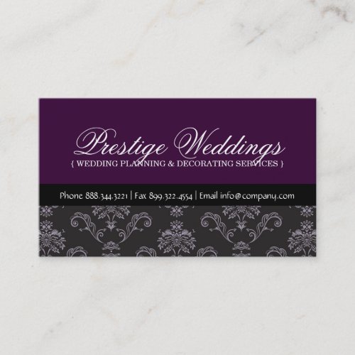 Damask Wedding Planner Business Card