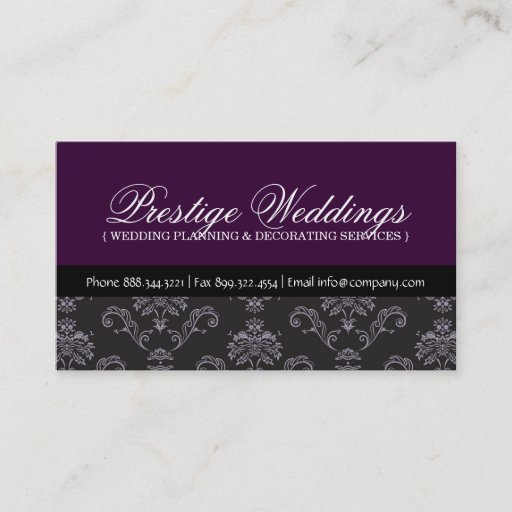 Customizable Damask Wedding Planner Business Card