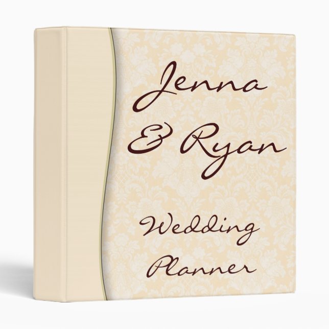 Damask Wedding Planner or Recipe Bridal Binder (Front/Spine)
