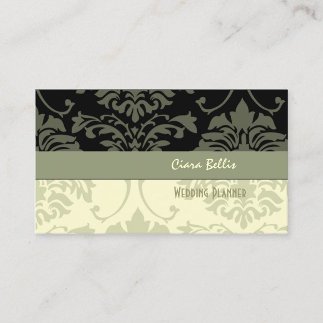 Damask, wedding planners business cards (Front)