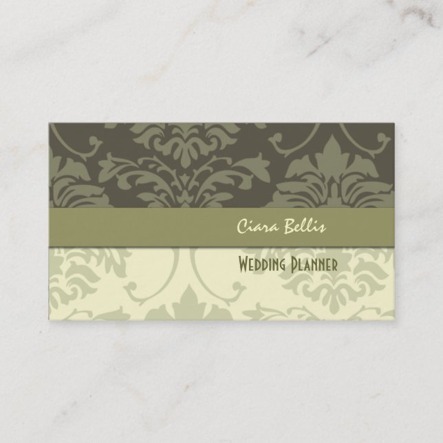 Damask, wedding planners business cards (Front)